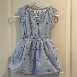 Gap Kids Light Blue striped Embroidered Butterfly Flower Dress lined size S 6-7